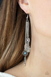 A Natural Charmer - Pink & Blue Leaf Charm Chain Dangle Earrings