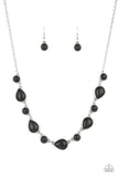 Heavenly Teardrops - Black Dainty Round & Teardrop Stone Short Necklace