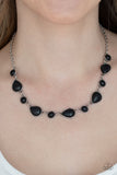 Heavenly Teardrops - Black Dainty Round & Teardrop Stone Short Necklace