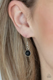 Heavenly Teardrops - Black Dainty Round & Teardrop Stone Short Necklace