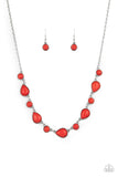 Heavenly Teardrops - Red Crackle Stone Teardrop Short Necklace