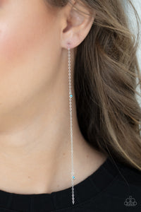 Dauntlessly Dainty - Blue Seed Bead Dainty Single Chain Earrings