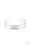 Remarkably Cute and Resolute - White Shell-like Open Cuff Bracelet