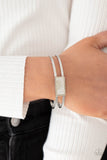 Remarkably Cute and Resolute - White Shell-like Open Cuff Bracelet