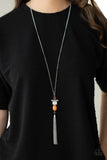 Natural Novice - Orange Wood, Stone * Shell-Like Tassel Necklace