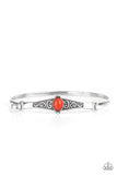 Stone Scrolls - Red Stone Vine-like Dainty Locking Bangle Bracelet