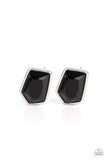 Indulge Me - Black Asymmetrical Post Earrings