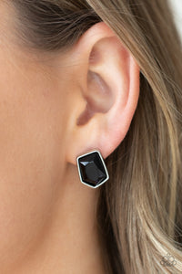 Indulge Me - Black Asymmetrical Post Earrings