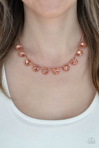 Mystical Majesty - Shiny Blush Copper Iridescent Gems Short Necklace