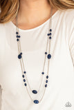 Day Trip Delights - Blue Double Layered Beaded Chain Necklace