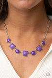 Trend Worthy - Purple Square & Circle Dainty Short Necklace