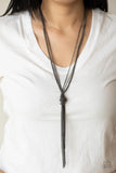 KNOT All There - Double Black Gunmetal Chain Knotted Y-shaped Long Necklace