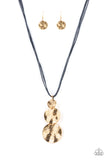 Circulating Shimmer - Blue Cording & Gold Wavy Discs Necklace