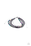 Holographic Hike - Purple Leather "Oil Spill" & Purple Wood Beaded Pull String Bracelet