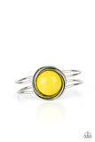 Take It From The POP! - Yellow Circle Single Bead Open Hinge Bracelet