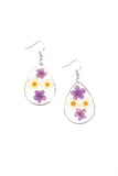 Perennial Prairie - Purple & Yellow Pressed Flower Teardrop Earrings