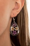 Perennial Prairie - Purple & Yellow Pressed Flower Teardrop Earrings