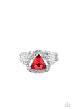 Elevated Engagement - Red Gem Triangle Dainty Stretchy Band Ring