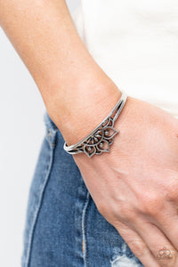 Mandala Mindfulness - Silver Dainty Floral Cuff Bracelet