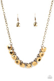 Radiance Squared - Brass Aurum Shiny Gems Short Necklace