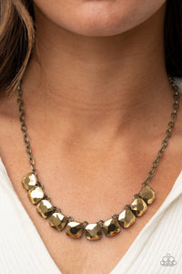 Radiance Squared - Brass Aurum Shiny Gems Short Necklace