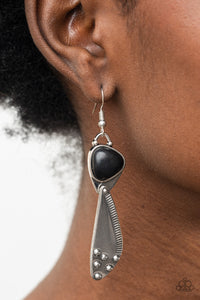 Going-Green Goddess - Black & Silver Stone Earrings