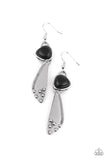 Going-Green Goddess - Black & Silver Stone Earrings