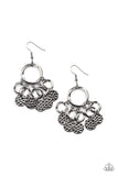 textured circle dangle fishhook gunmetal earrings Paparazzi Accessories P5IN-BKXX-055XX