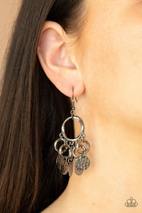 gunmetal hammered dainty earrings Paparazzi Accessories P5IN-BKXX-055XX