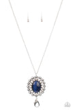 Oh My Medallion - Blue Moonstone With White Pearls & Gems Pendant Lanyard Necklace