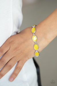 Smooth Move - Yellow Oval Gems Lobster Claw Bracelet