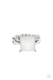 Ready For My Coronation - White Princess-cut Square Dainty Stretchy Back Ring