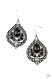 New Delhi Nouveau - Black & Silver Filigree Ornate Dangle Earrings