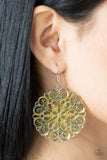 MANDALA Effect - Yellow Mandala-like Statement Earrings