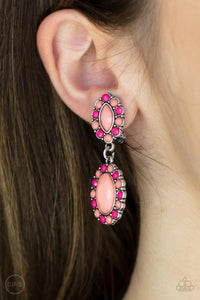 Positively Pampered - Orange & Pink Clip-on Earrings