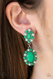 Positively Pampered - Green Clip-on Earrings