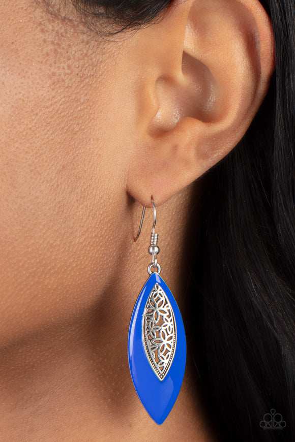 Venetian Vanity - Blue Marquis-shaped Earrings