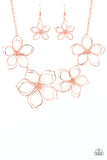 Flower Garden Fashionista - Shiny Blush Copper Wire-wrapped Flower Necklace