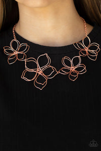 Flower Garden Fashionista - Shiny Blush Copper Wire-wrapped Flower Necklace