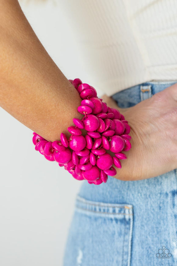 Island Mixer - Pink Wooden Stretchy Bracelet