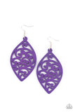 Coral Garden - Purple Cut-out Floral Motif Wooden Earrings