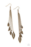 Chiming Leaflets - Brass Chain with Leaf Dangle Earrings