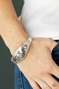 Fond of Florals - Silver Floral Stamped Hinge Bracelet