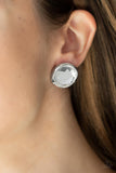 Double-Take Twinkle - White Gem Circle Post Earrings