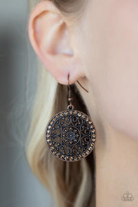 Bollywood Ballroom - Topaz Antique Copper Circle Filigree Earrings