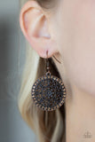 Bollywood Ballroom - Topaz Antique Copper Circle Filigree Earrings