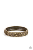 Victorian Meadow - Brass Floral Embossed Bangle Bracelet