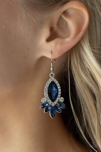 Prismatic Parade - Blue Marquis-shaped Bling Dangle Earrings