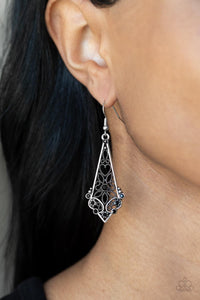 Casablanca Charisma - Black Heart & Floral Filigree Dangle Earrings