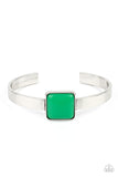 Prismatically Poppin - Green Square Bead Simple Dainty Cuff Bracelet